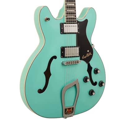 Hagstrom Viking Semi-Hollow Guitar, Resinator Fretboard, Aged Sky Blue VIK-ABE-U image 2