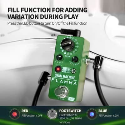 Flamma FC12 Drum machine Effects Pedal 48 Grooves Fill Function Tap Tempo Function Dual EQ Presets,price include the import duty for US buyer image 4