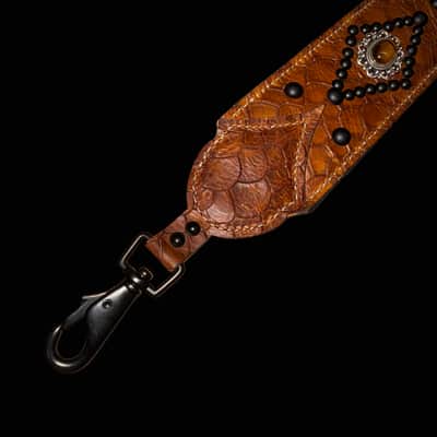 Carlino Tan scale leather tiger eye bag strap 2026 - Tan image 7