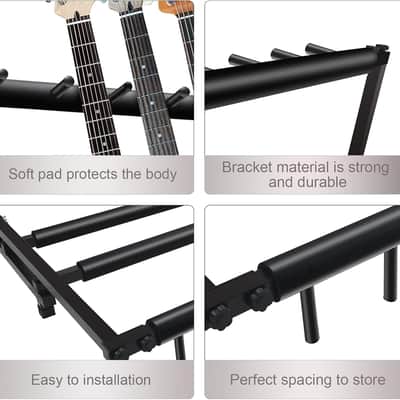 Multi Guitar Stand, 7 Guitar Stand Rack, Folding Guitar Stand, Guitar Rack for Multiple Guitars for Acoustic, Electric Guitar, Bass, Guitar Holder Stand, Multiple Guitars Display (7 Holder) image 3