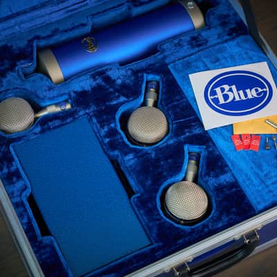 Rare Vintage Early Blue Bottle Tube Condenser Microphone Set image 3