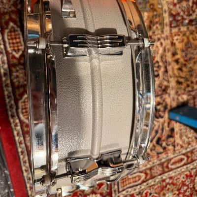 Ludwig L-404 Acrolite 5x14" 8-Lug Aluminum Snare Drum with Rounded Blue/Olive Badge 1979 - 1993 - Gray image 3