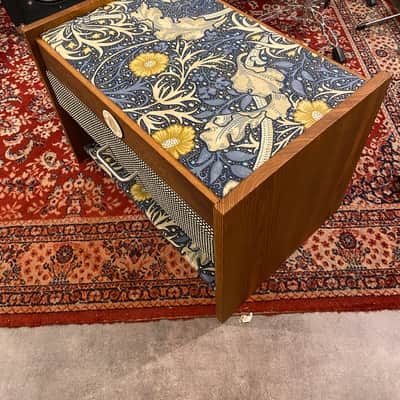 Heavy Seas Amp Riser/ Pedalboard storage for studio - Golden Ash / Sea Weed Morris Fabric image 5