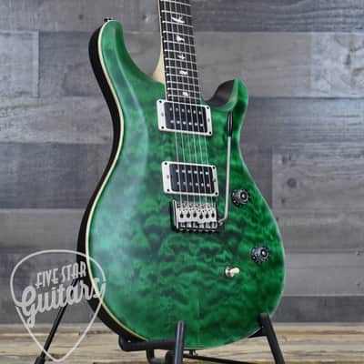 Mint PRS Wood Library CE-24 Satin Quilt Top - Emerald Green with Gigbag image 10