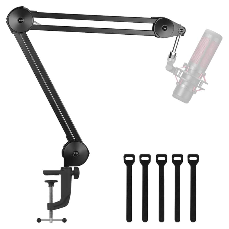 Microphone Arm Stand, Heavy Duty Mic Arm Microphone Stand Suspension Scissor Boom Stands With Mic Clip And Cable Ties For Snowball Hyper X Quadcast Solocast Fifine Gaming (Medium) image 1
