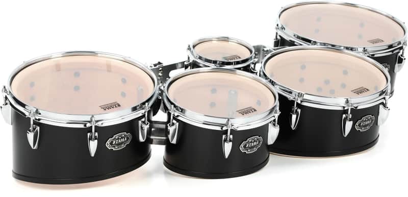 Tama MT60234 Fieldstar Marching Tenor Drums Standard Depth Quintet - 6/10/12/13/14-inch - Satin Black imagen 1