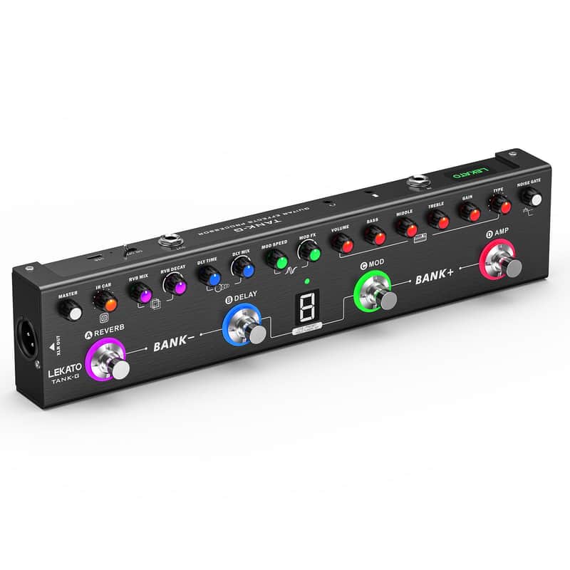 LEKATO Multi Effects Guitar Pedal, Guitar Effects Pedal with 36 Presets, Editable 4 Modules, Amp, Chorus, Delay, Reverb, IR CAB, Tuner, BT Connection, Music Recording image 1