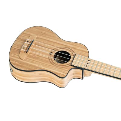 Ortega RUNAB-SO Bamboo Series Solid Bamboo Top & Neck 4-String Soprano Acoustic-Electric Ukulele w/Gig Bag image 10
