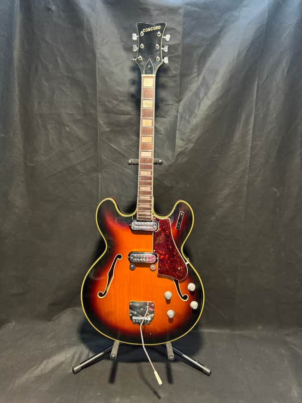 Concord Welson DS2 Hollow Body Electric Guitar 1960s Italy - Sunburst - No Bridge image 1