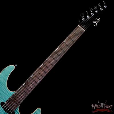 Suhr Custom Set Neck Modern HSS Flame Maple Top SSCII System Blower Switch 24 Stainless Steel Jumbo Frets Bahama Blue 7.25 lbs image 4