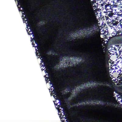 Silver and Black Sequins Sparkling Guitar Strap Artisan Handmade Black Duchess Satin Back Lining image 4