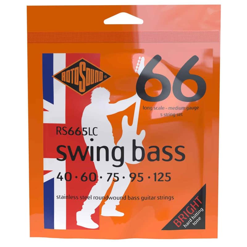 Rotosound RS665LC Swing Bass 66 Stainless Steel Roundwound Bass Guitar Strings - 40-125 Long Scale 5-string Medium Gauge image 1