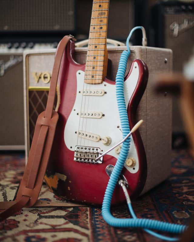Tan 3/4" Vintage Style Guitar Strap image 1