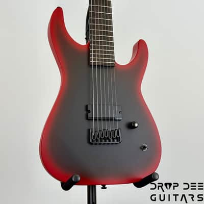 ESP LTD M-7HT Baritone Black Metal 7-String Electric Guitar - Black Red Burst Satin image 3