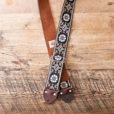 Suede-Backed Vintage Guitar Strap. "Sugar Magnolia". Handmade in London. image 2
