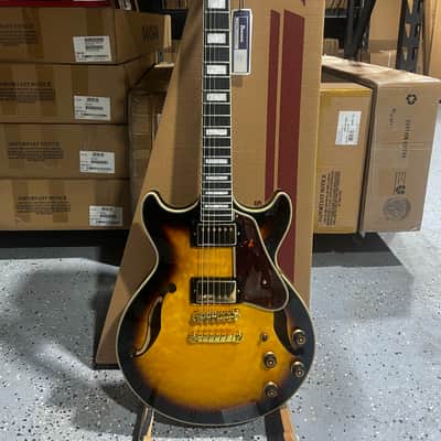 Ibanez Artcore Expressionist AM93QM Semi-hollow Electric Guitar - Antique Yellow Sunburst image 1