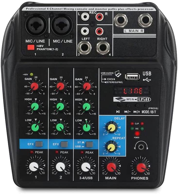 A4 4 Channel Audio Mixer Sound Mixing Console image 1