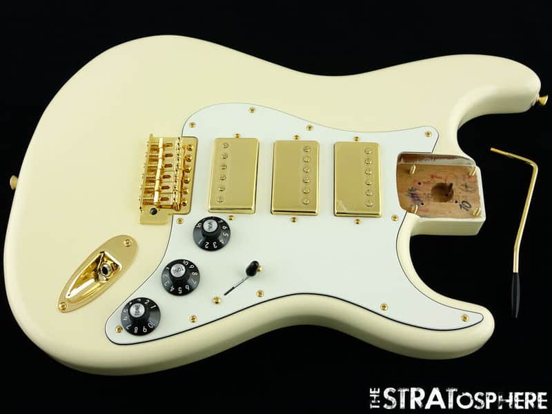 Fender Blacktop HHH Mahogany Strat LOADED BODY Stratocaster Guitar Gold White! image 1