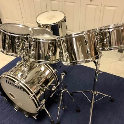 1970s 7pc Ludwig Stainless steel Drum Kit image 1
