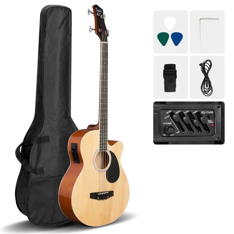 New Glarry Electric Acoustic Bass Guitar Rosewood Fingerboard Wood Maple Neck image 1