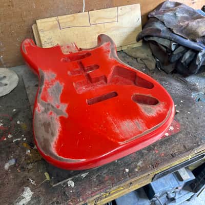 Fiesta Red Heavy Relic Stratocaster body, Nitro paint, made in Italy image 3