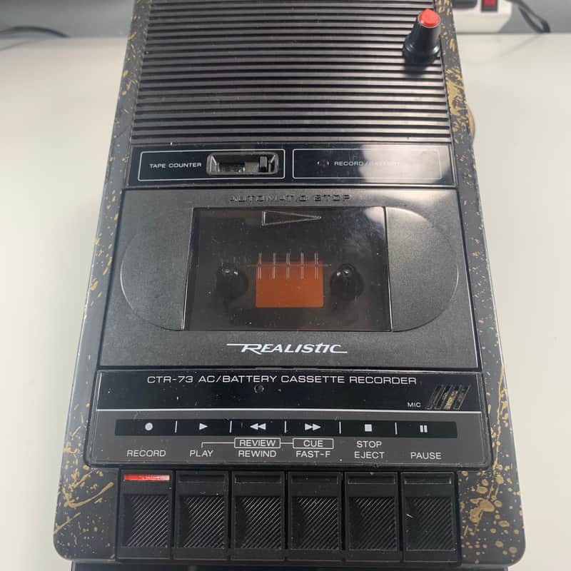 Modified Realistic Cassette Recorder Player Custom Painted Circuit Bent Lofi Vintage includes free Tape Loop image 1