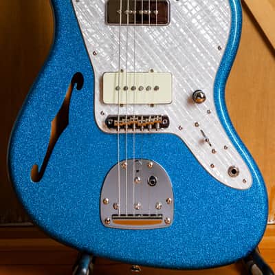 Fender USA neck on a custom Thinline Jazzmaster body Blue Sparkle offset - Bare Knuckle and The Creamery pickups image 2