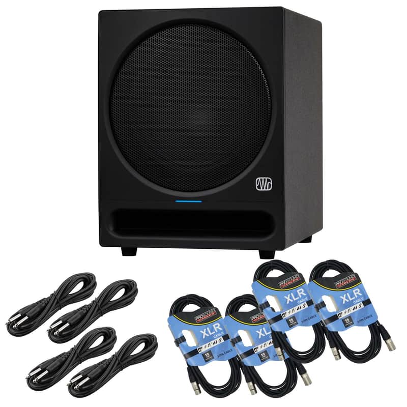 PreSonus Eris Pro Sub 10 Powered Studio Subwoofer, (4) XLR Cables, (4) 1/4 Cables Bundle image 1