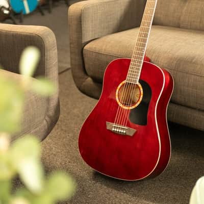 Washburn WD100DLTWRK-U Dreadnought Wine Red Acoustic Guitar with Gigbag image 2