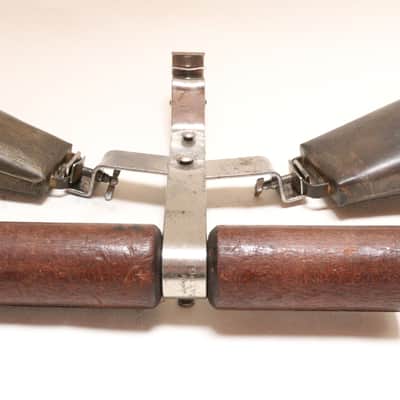 Ludwig Wood Block & Cowbell Set with Holder, Logo Stamps & Original Ludwig Gold Decal / Traps Era 1920s image 18