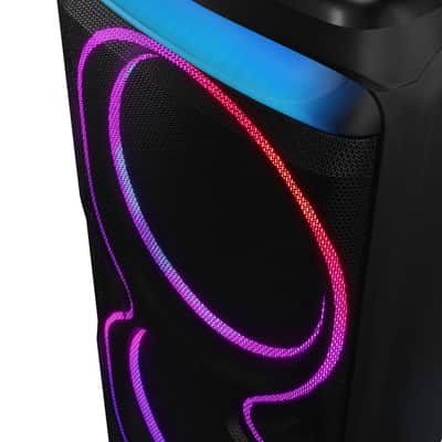 Powerful Dual 15” Bluetooth Party Speaker – 100W RMS, Deep Bass, DJ Ready, LED Lights, Wireless Mic, WaveSync, Trolley Style image 9