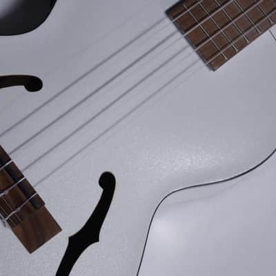 KALA Jazz Tenor Metallic White archtop acoustic electric UKULELE new UKE w/ Bag image 6