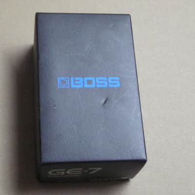 less than light average wear Boss EMPTY BOX for GE-7 Equalizer (NO pedal / NO paperwork) specifically from 2017 -  but can be a home for other year GE7 pedal) outside of box is black with blue, light green, & white graphic image 5