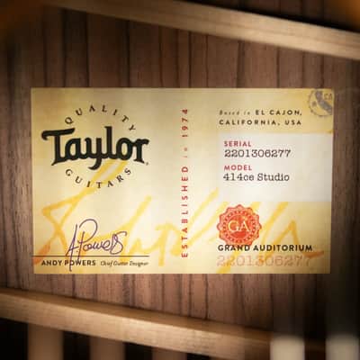 Taylor 414ce Studio Grand Auditorium Acoustic/Electric Guitar - Natural with Gig Bag image 13