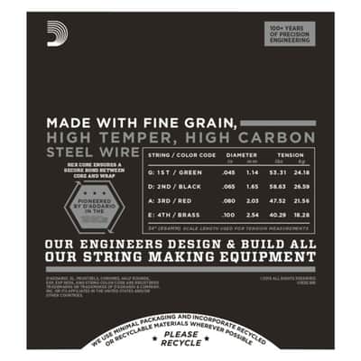 D'Addario Bass Chromes Flat 45-100 45-65-80-100, ECB81 - String Set for 4 String Bass Guitar image 3