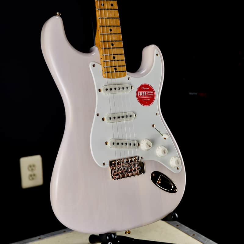 Squier FSR Classic Vibe '50s Stratocaster Maple Fingerboard Parchment Pickguard Gold Hardware White Blonde image 1