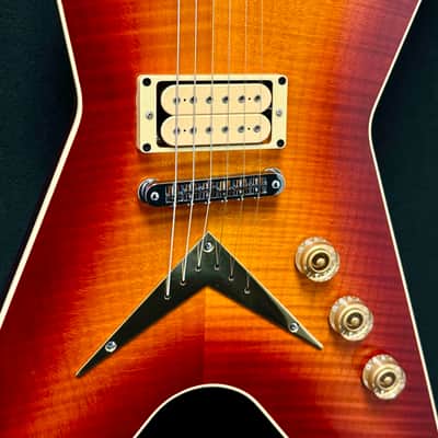Dean - USA - ML - Patents Pending - Flame Top - Trans Cherry Sunburst - DiMarzio Super Distortion Pickups - Chrome Hardware - Brass V Plate - OHSC - Call for Best Price !!! image 5