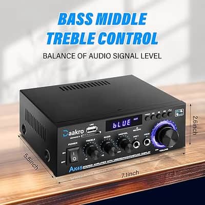 Stereo Audio Amplifier, 300W Home 2 Channel Wireless Bluetooth 5.0 Power Amplifier System, Home Amplifiers FM Radio, USB, SD Card, with Remote Control Home Theater Audio Stereo System image 6