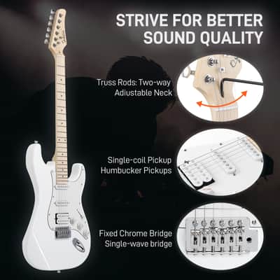 Glarry GST Electric Guitar HSS Pickups w/20W Amplifier White image 6