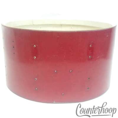*Leedy 15"x8 Red Sparkle Snare Drum Shell Vintage 40s 3-Ply Maple 16-Lug,3Pt USA image 6