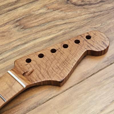 Stratocaster Compatible Roasted Flame Maple Guitar Neck Satin image 4