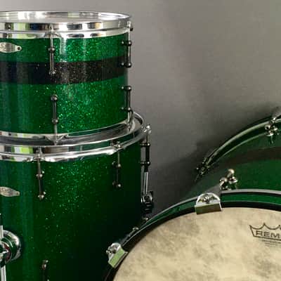 C&C Custom Drums Green Glass Glitter USA Order Made Drum Set Rock Kit CC Cardwell & Cardwell CC Maple Shells 12/14/22 image 21