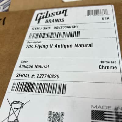 2024 Gibson USA '70s Flying V Electric Guitar Antique Natural image 10