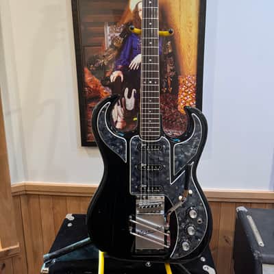 Burns Black Bison with Scroll Headstock, 3 Rez-O-Matik Pickups, Blue Shell Pickguard, Plek’d beautiful fingerboard, all Original! image 2