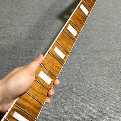 20 fret Roasted flame maple J BASS guitar neck part 34inch block inlay Matte image 2