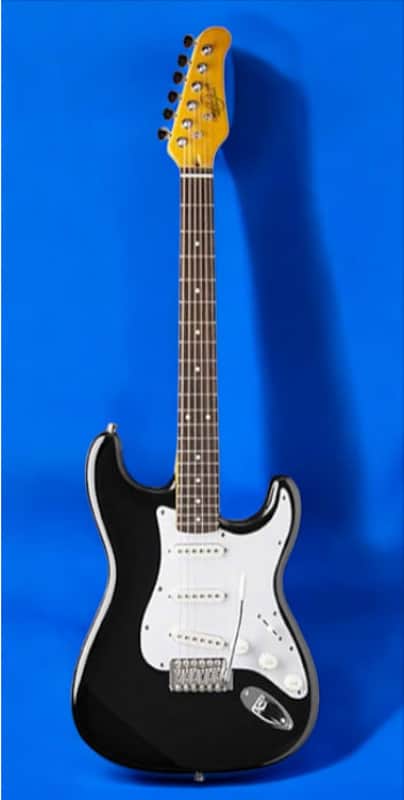 Oscar Schmidt OS-30-BK-A Double Cut Solid Body 3/4 Electric Guitar. Black image 1
