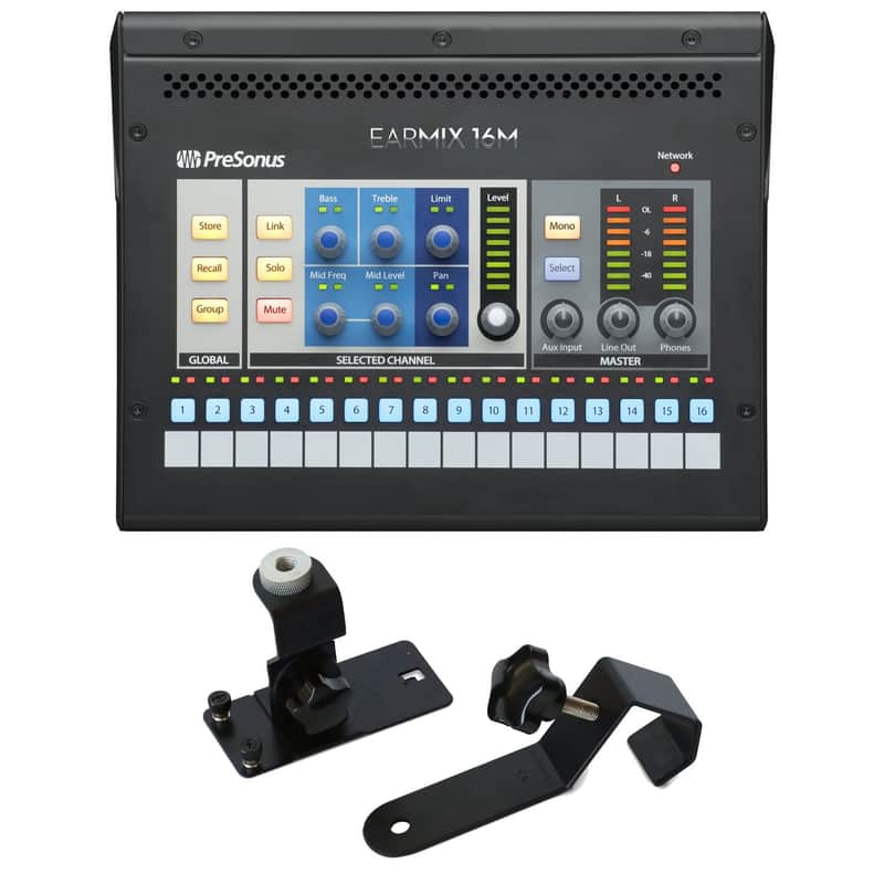 PreSonus EarMix 16M AVB Personal Monitor Mixer, PreSonus EarMix 16M Stand Mount Bundle image 1