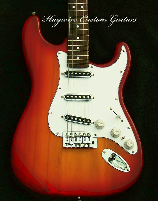 X-Light 6.2 lb. Cherry-Burst Stratocaster with Rosewood/Roasted Flame Maple Neck + 7 Sound Switching +Treble Bleed+ Working Bridge Tone+ Frets leveled, Crowned and Polished +Grover 406C Locking Tuners!! image 1