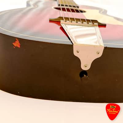 1960s Truetone “Fun Time” 5DC9510 Harmony-Built Redburst Parlor Guitar – “Baby Mama” image 19