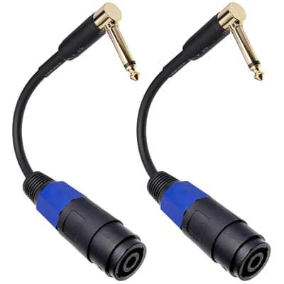 Speakon Female Connector to 1/4" Male TS Speaker Cable - Speak-on Jack to 1/4 TS Plug (Right-angle Plug) image 1
